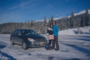 Sur la route la plus pittoresque du Canada entre Jasper et Banff avec la voiture qui nous a fait traverser la moitié du pays gratuitement